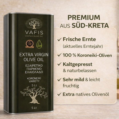 VAFIS Olivenöl 5L + Dragon Kaffeebohnen Barista 1kg im Set– Premium-Qualität aus Kreta & Italien