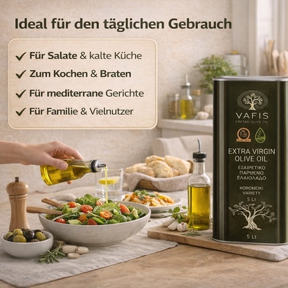 VAFIS Olivenöl 5L – 100 % Koroneiki aus Kreta – Frische Ernte - extra nativ griechisches Olivenöl | Meistverkauft (Kopie)