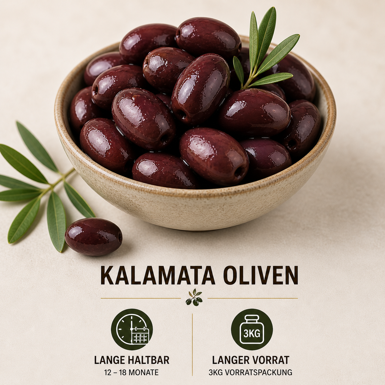 OREA-Feinkost Kalamata Oliven 3 kg (Jumbo) – Griechische Premium-Olive –  OREA-FEINKOST