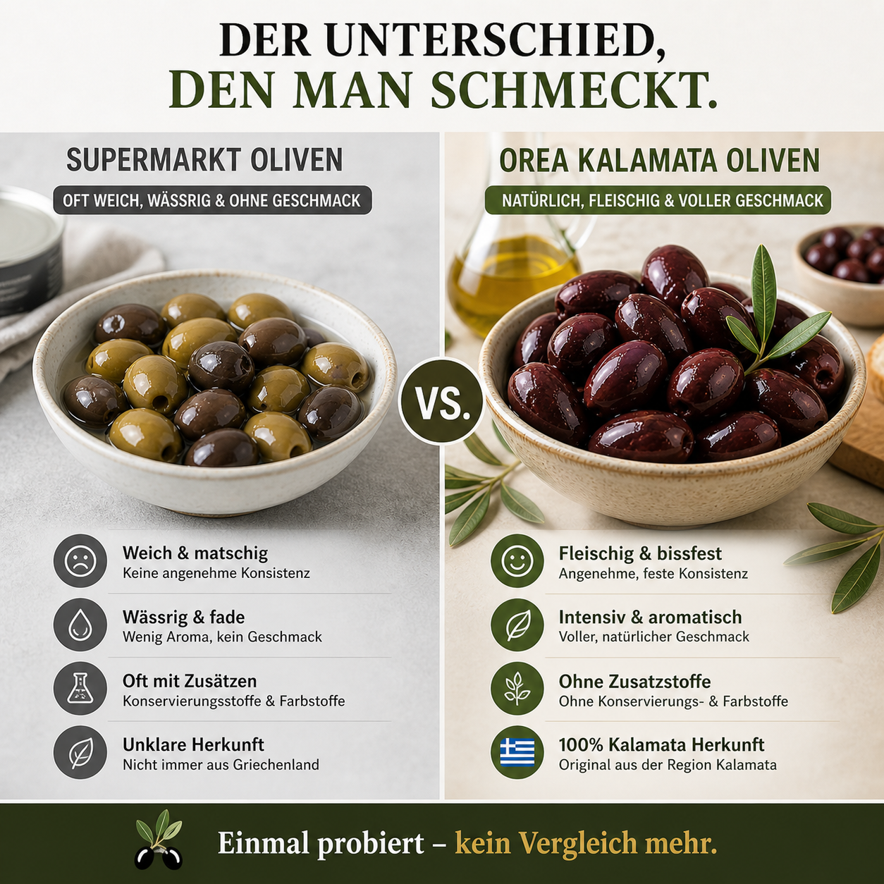 OREA-Feinkost Kalamata Oliven 3 kg (Jumbo) – Griechische Premium-Oliven | ⭐Kunden Favorit