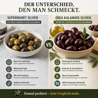 OREA-Feinkost Kalamata Oliven 3 kg (Jumbo) – Griechische Premium-Oliven | ⭐Kunden Favorit