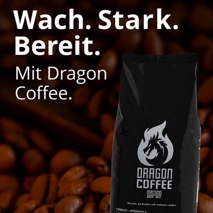 Dragon Coffee Barista – Kaffeebohnen 1kg – Italienische Röstung, kräftig & vollmundig, Kaffee ganze Bohnen mit hohem Koffeingehalt