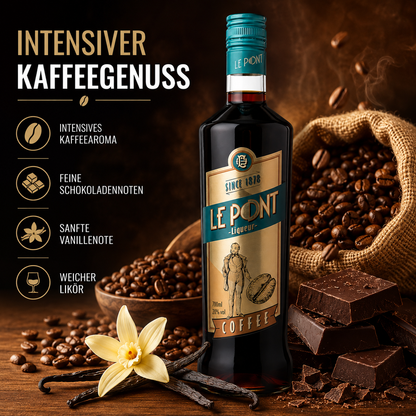 Le Pont Kaffelikör 700ml – Hochwertiger Kaffeelikör für Espresso Martini & edle Cocktails | Vollmundig & aromatisch