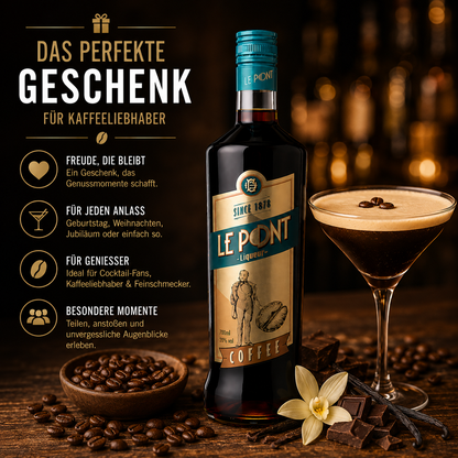 Le Pont Kaffelikör 700ml – Hochwertiger Kaffeelikör für Espresso Martini & edle Cocktails | Vollmundig & aromatisch