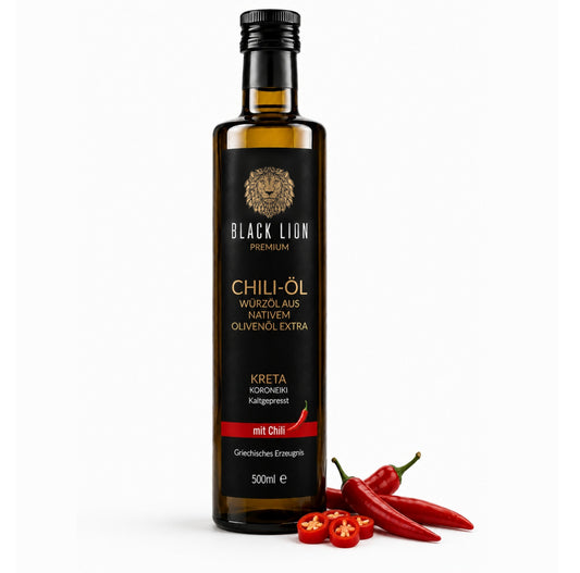 Black Lion Premium Chili-Olivenöl – Chiliöl Natives Olivenöl Extra aus Kreta 500ml