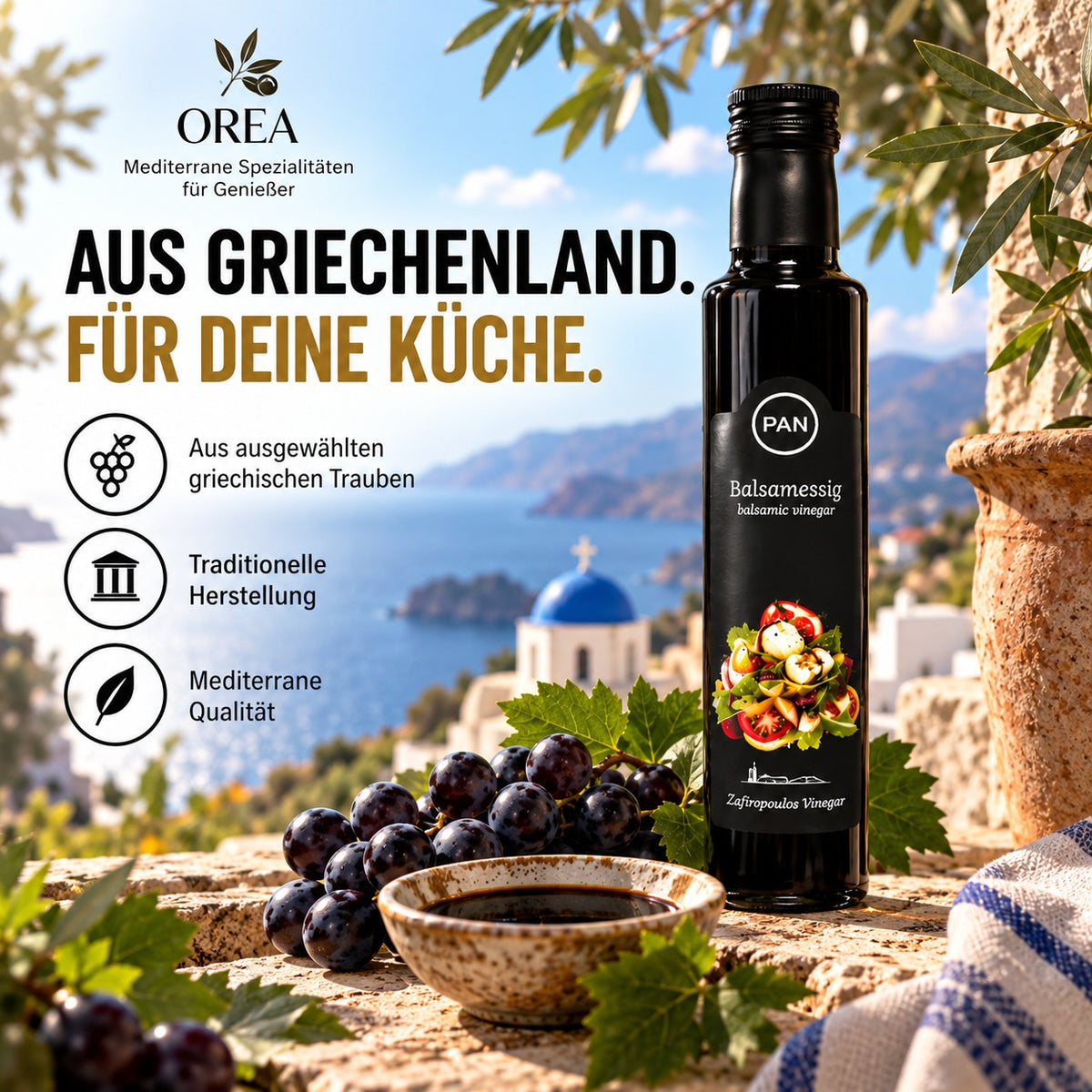 Aceto Balsamico Essig Dunkel 250 ml – Premium Qualität, Ohne Zuckerzusatz