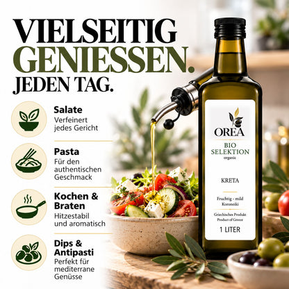 OREA Bio Olivenöl Extra Nativ aus Kreta – 1L Koroneiki (Ernte 2025/26) | Frisch abgefüllt