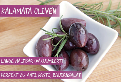 Kreta Olivenöl 1 Liter Kanister + Kalamata Oliven Vakuum 250g Probierset