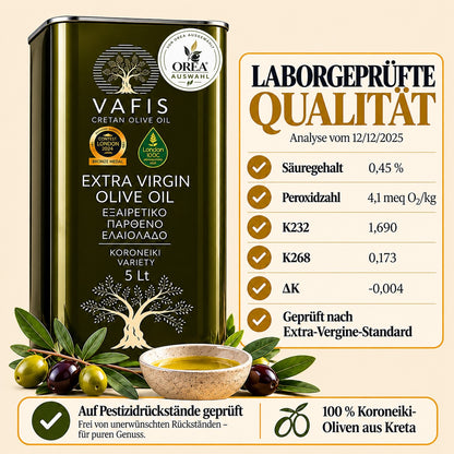 OREA Auswahl – Griechisches Olivenöl 5L – Dellenkanister / 2. Wahl – Extra Nativ | VAFIS