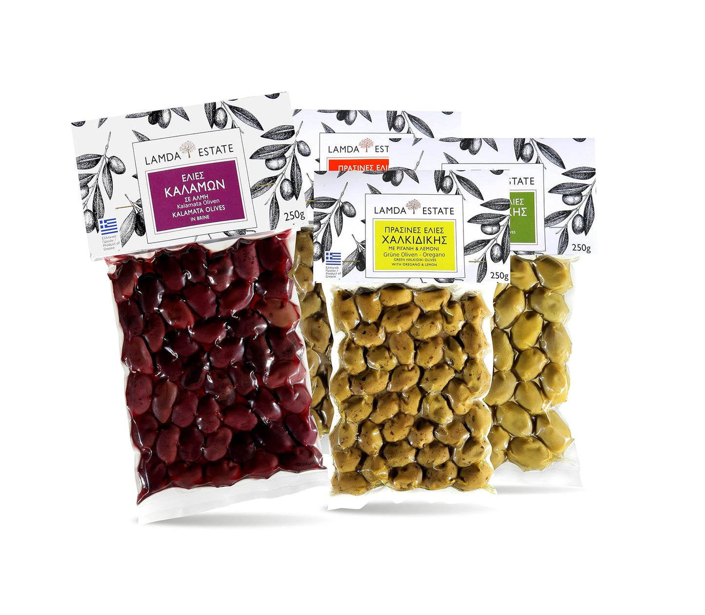 Lamda Estate – Griechisches Oliven Probierpaket 1kg | Neue Ernte 2025, Kalamata & Grüne Oliven