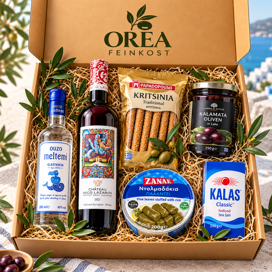 Ouzo + griechischer Wein Greece Box OREA-Feinkost.de - Geschenk Box, Präsentkorb