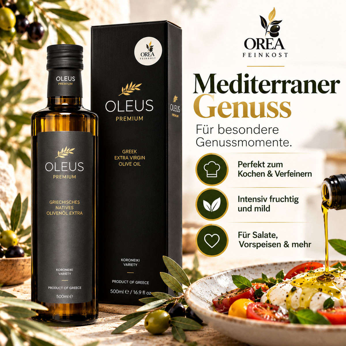 Oleus Griechisches Olivenöl 500ml Geschenk Box