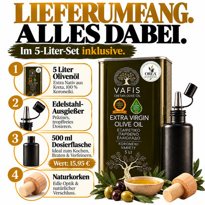 OREA Auswahl – 5L Extra Natives Olivenöl aus Kreta inkl. Premium-Dosierflasche | Ernte 2025/26