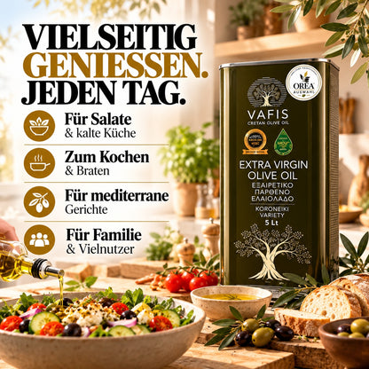 OREA Auswahl – Griechisches Olivenöl 5L – Dellenkanister / 2. Wahl – Extra Nativ | VAFIS