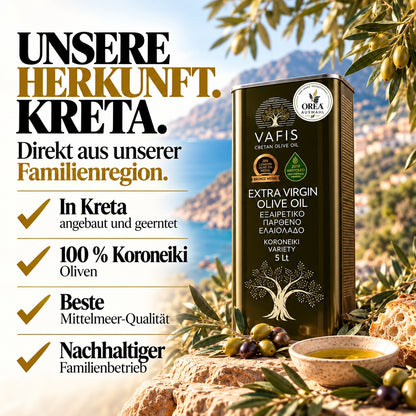 OREA Auswahl – Griechisches Olivenöl 5L – Dellenkanister / 2. Wahl – Extra Nativ | VAFIS