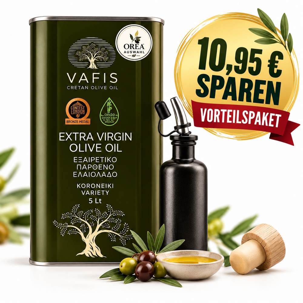 OREA Auswahl – 5L Extra Natives Olivenöl aus Kreta inkl. Premium-Dosierflasche | Ernte 2025/26 [LP]