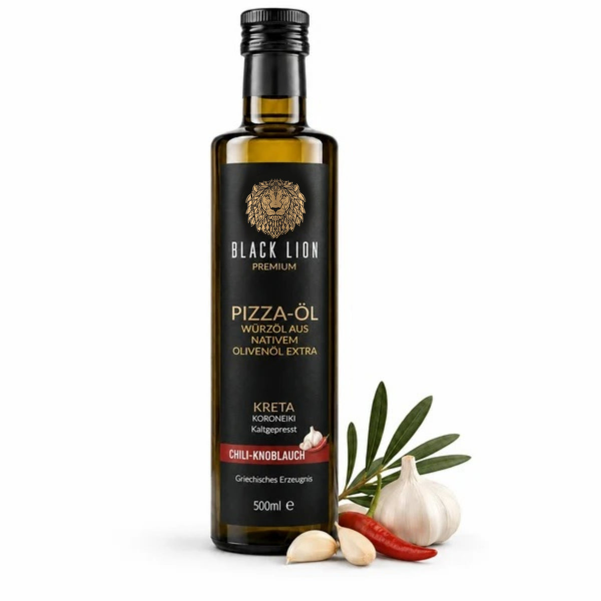 Black Lion Premium Pizzaöl Chili-Knoblauch – Natives Olivenöl Extra – 500 ml