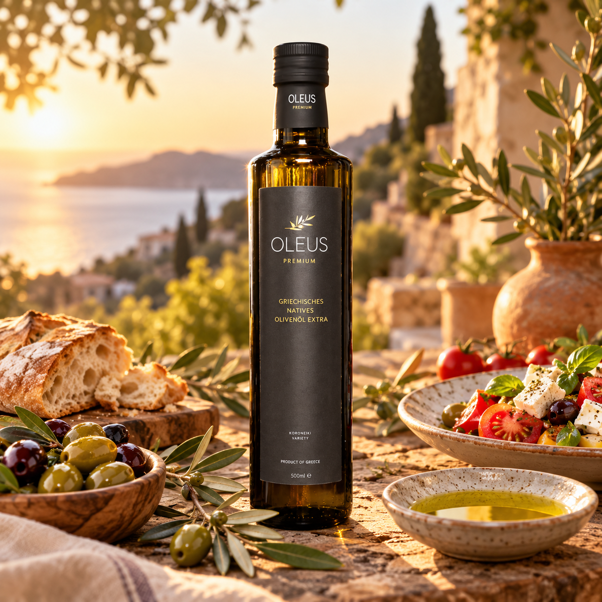 Oleus griechisches Olivenöl extra nativ - AWARD 1 Liter (2x500ml) | ⭐ Beliebte 1L Haushaltsgröße