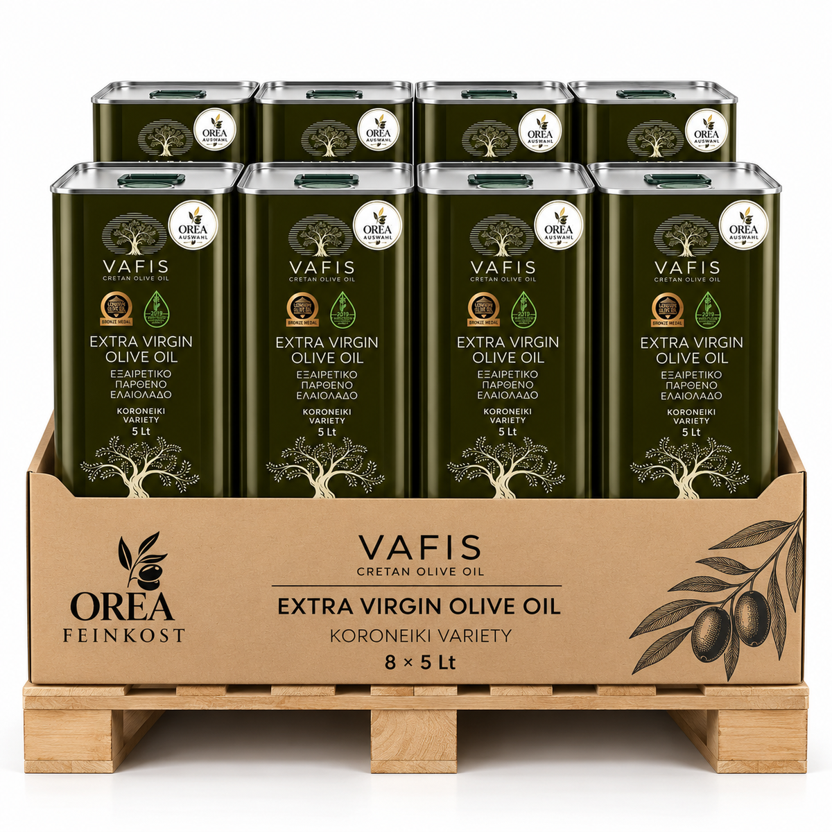 Olivenöl Großhandel 8 × 5L (40 Liter) – OREA Auswahl Extra Nativ aus Kreta – 100 % Koroneiki | Gastro & Vorrat