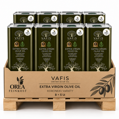 Olivenöl Großhandel 8 × 5L (40 Liter) – OREA Auswahl Extra Nativ aus Kreta – 100 % Koroneiki | Gastro & Vorrat