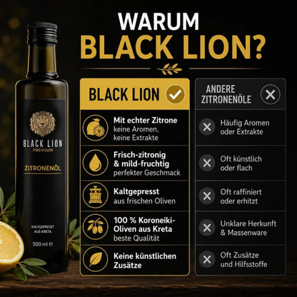 Black Lion Premium Zitrone-Olivenöl – Zitronenöl Natives Olivenöl Extra aus Kreta 500ml