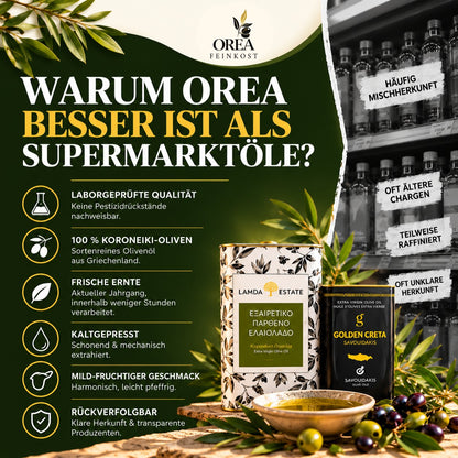Lamda Estate griechisches Olivenöl Vorteilspaket – 5L + 1L Extra Natives Olivenöl aus Kreta | 6 Liter OREA Feinkost