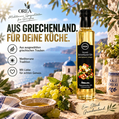 PAN Weißer Balsamico Essig 250ml – Mild & fruchtig, ohne Zuckerzusatz – Ideal für Salate, Fisch & Saucen
