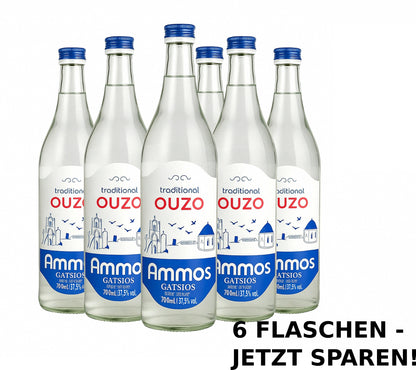 Ouzo Ammos mit Anis, griechischer Uzo Gatsios 6x700ml