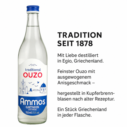 Ouzo Ammos mit Anis, griechischer Uzo Gatsios 6x700ml
