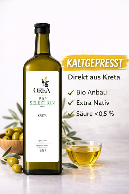 OREA Bio Olivenöl Extra Nativ aus Kreta – 1L Koroneiki (Ernte 2025/26) | Frisch abgefüllt - ausverkauft