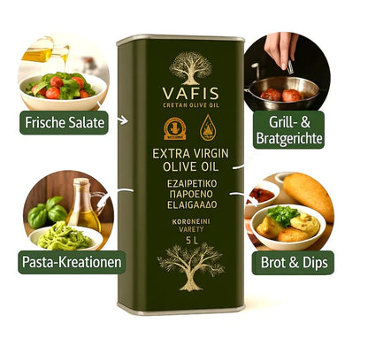 OREA Feinkost – Natives Olivenöl extra 5 L (Kreta, Koroneiki) – Set mit Balsamico 250 ml + Oregano 50 g