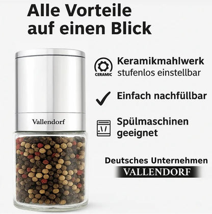 Vallendorf Gewürzmühlen-Set, Pfeffermühle & Salzmühle, 2-teilig, Edelstahl, Glasoptik (ohne Inhalt)