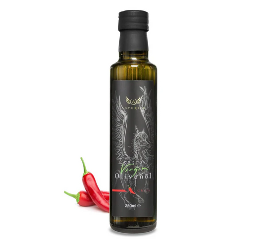 Asterius Würzöl Chili – Kaltgepresstes Olivenöl Extra Nativ, 250ml | Limitierte Menge 🍃Mindestens bis 09/26 haltbar