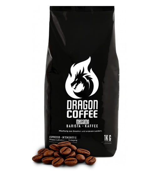 Dragon Coffee Barista – Kaffeebohnen 1kg – Italienische Röstung, kräftig & vollmundig, Kaffee ganze Bohnen mit hohem Koffeingehalt