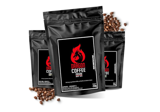 Kaffee Bohnen, Dragon Coffee Barista- frisch geröstet, Espresso säurearm - Probierset 3x250g