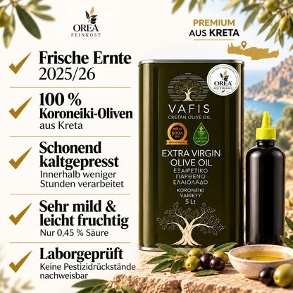 OREA Auswahl – 5L Extra Natives Olivenöl aus Kreta + 500ml Squeeze-Dosierflasche | Vorteilsset Limitiert | Ernte 2025/26