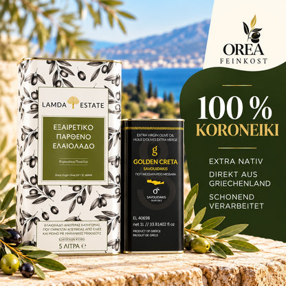 Lamda Estate griechisches Olivenöl Vorteilspaket – 5L + 1L Extra Natives Olivenöl aus Kreta | 6 Liter OREA Feinkost