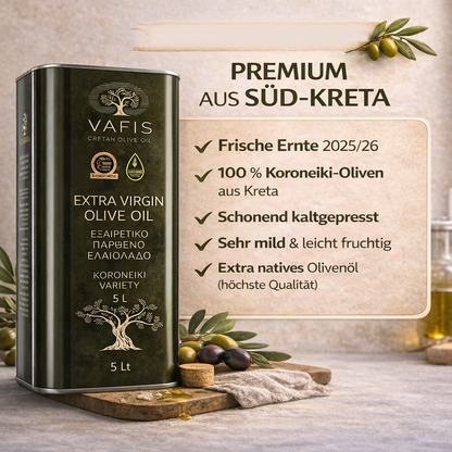 VAFIS Olivenöl 5L – 100 % Koroneiki aus Kreta – Frische Ernte - extra nativ griechisches Olivenöl | Meistverkauft (Kopie)