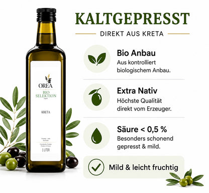 OREA Bio Olivenöl Extra Nativ aus Kreta – 1L Koroneiki (Ernte 2025/26) | Frisch abgefüllt