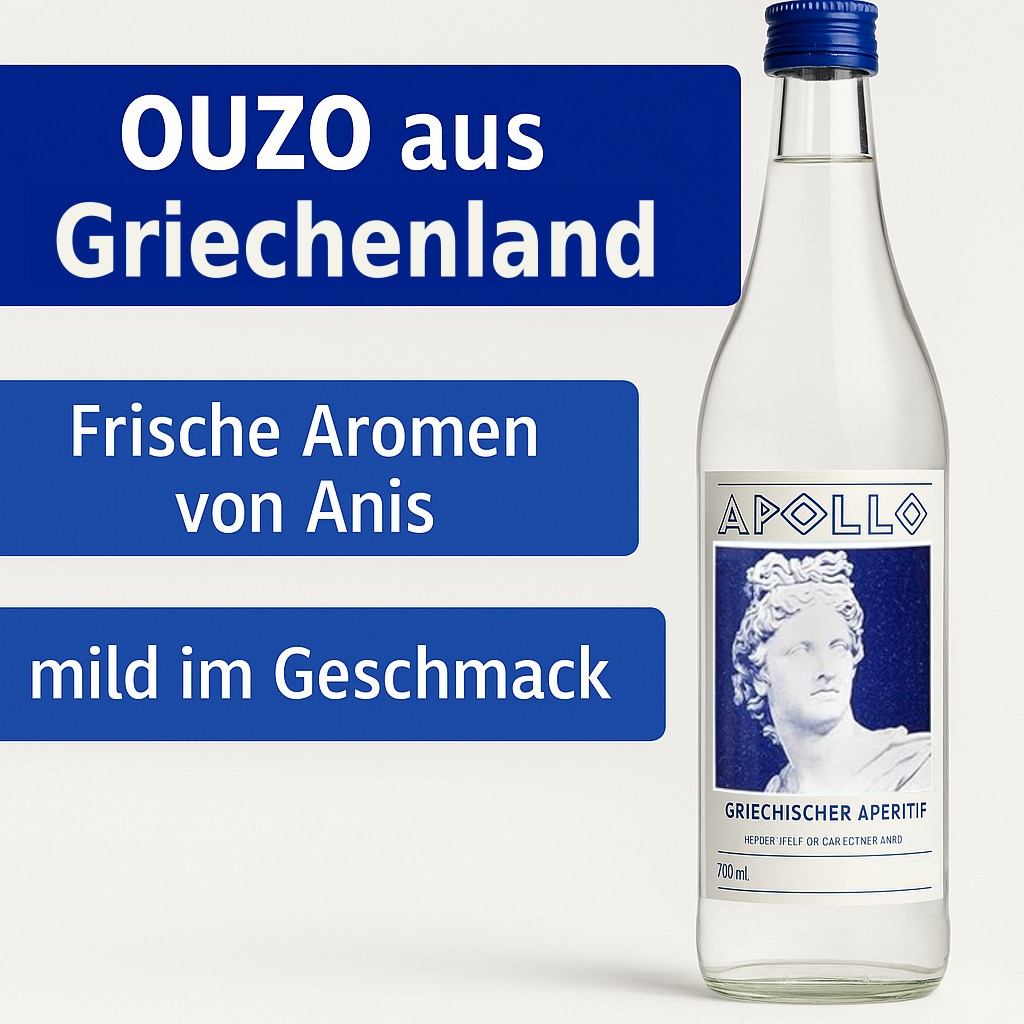 Apollo griechischer Ouzo mit Gläser 700ml