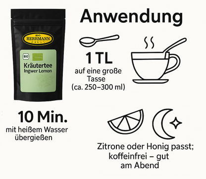 Kräutertee Ingwer Lemon Bio 70g