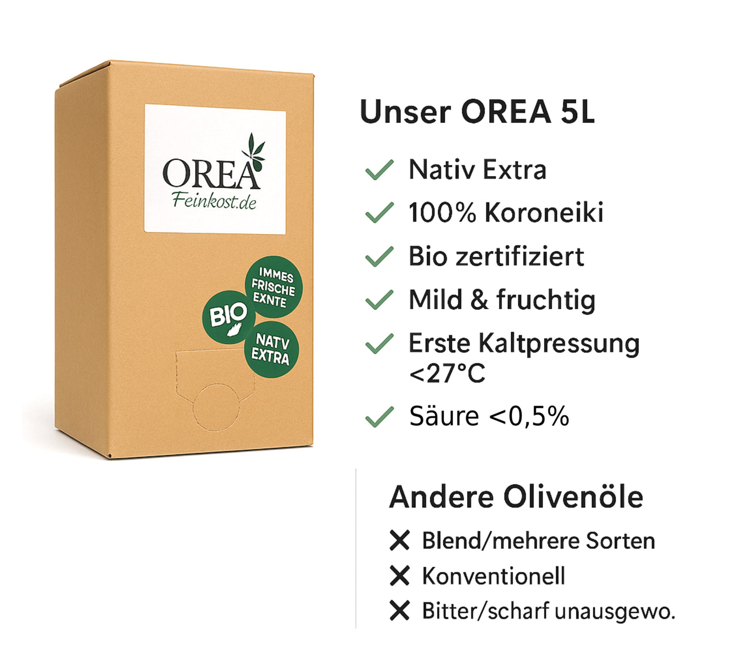 OREA-FEINKOST Bio griechisches Olivenöl nativ extra – Bag-in-Box 5 L