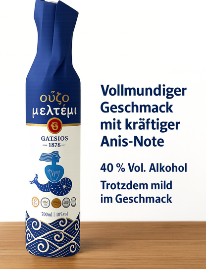 Ouzo Meltemi – Premium Ouzo aus Griechenland mit Anisgeschmack, 700 ml, 40 % vol.