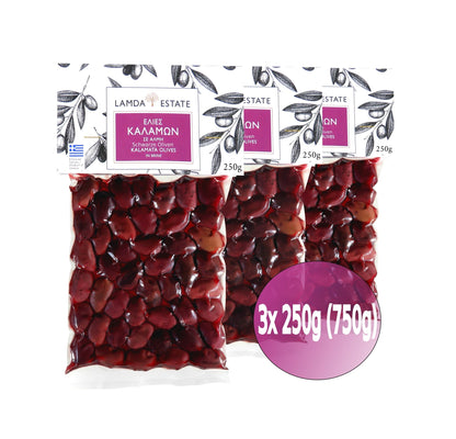 Lamda Estate - Kalamata Oliven 3x 250g (750g)