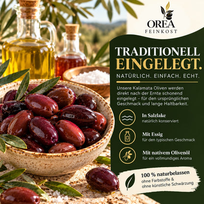 Lamda Estate - Kalamata schwarze griechische Oliven Jumbo (1Kg)
