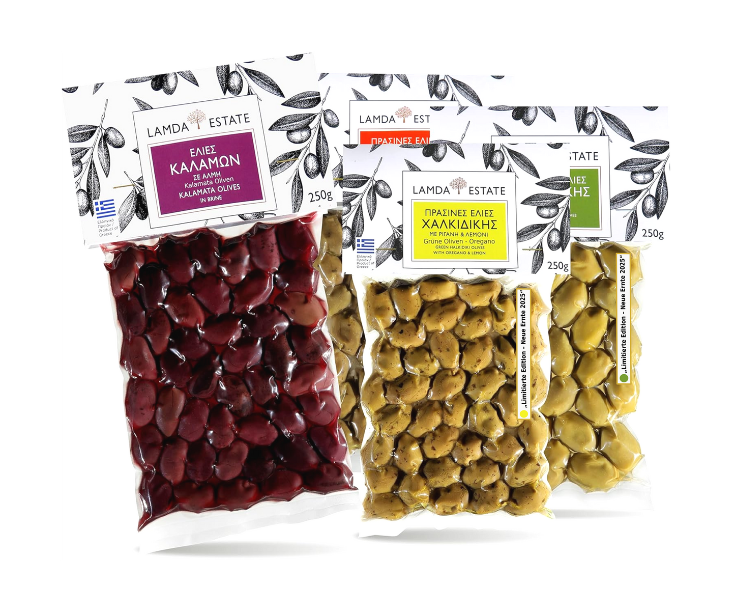 Lamda Estate – Griechisches Oliven Probierpaket 1kg | Neue Ernte 2025, Kalamata & Grüne Oliven