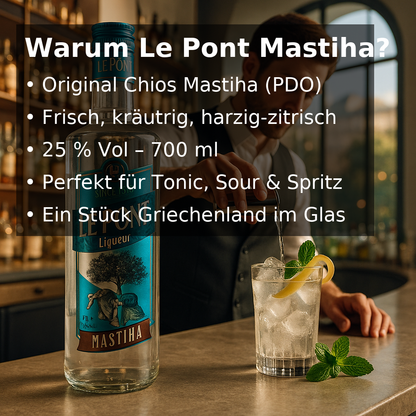 Le Pont Griechischer Mastiha Likör – Original Chios Spirituose (6x 700ml) für Cocktails & Aperitifs