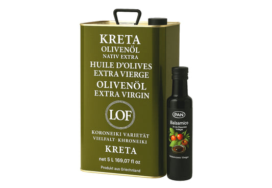 Kreta LOF Olivenöl 5L extra nativ im Kanister + GRATIS Balsamico Essig (250 ml)