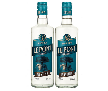 Le Pont Griechischer Mastiha Likör – Original Chios Spirituose (2x 700ml) für Cocktails & Aperitifs