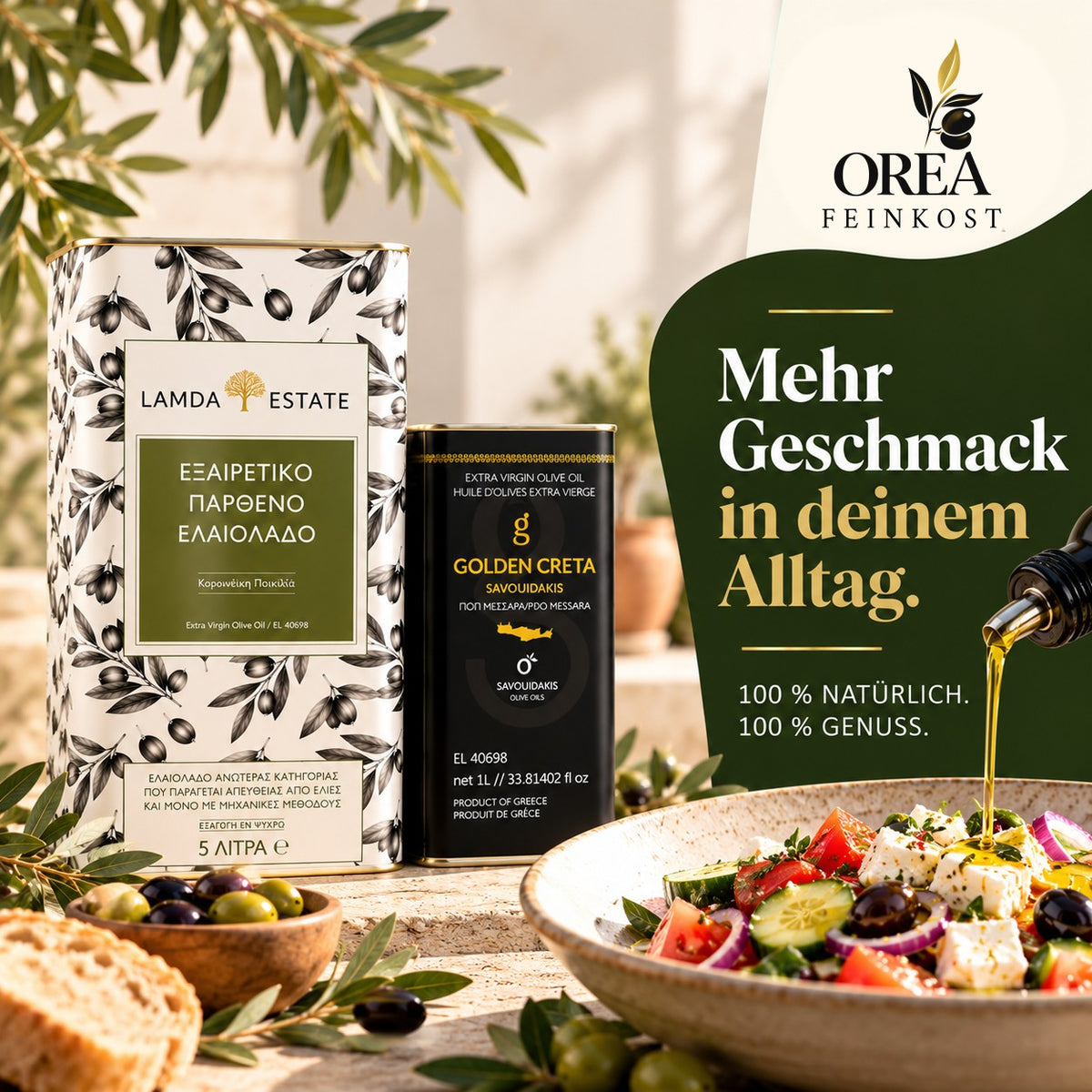 Lamda Estate griechisches Olivenöl Vorteilspaket – 5L + 1L Extra Natives Olivenöl aus Kreta | 6 Liter OREA Feinkost
